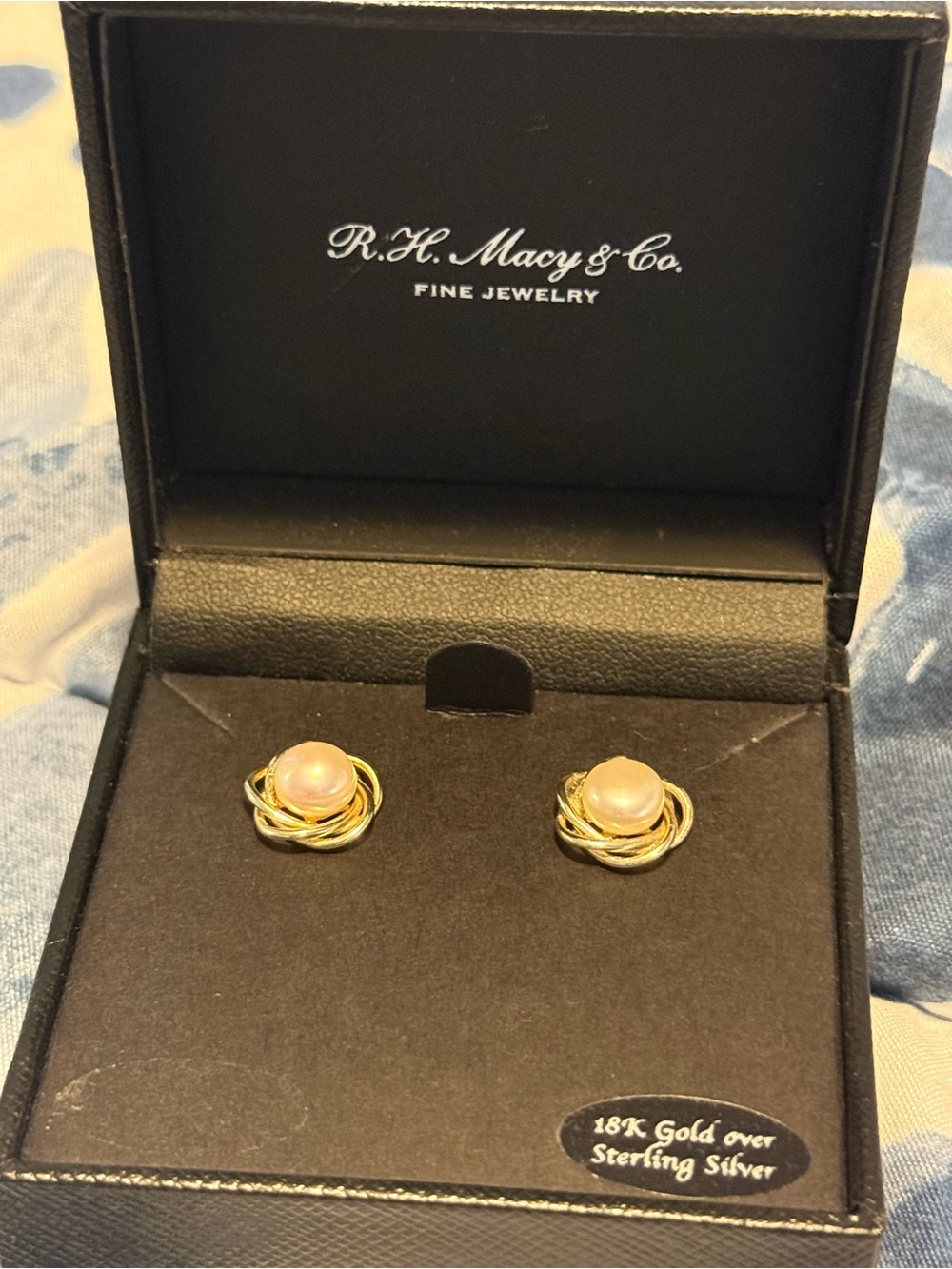Pink Pearl Gold-Tone Stud Earrings